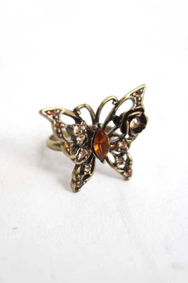 画像1: axes femme / 蝶×ビジューリング  ゴールド Y-26-04-05-004-AX-AC-SZ-ZY (1)