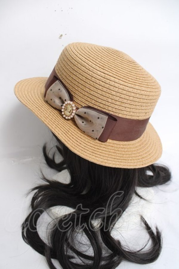 画像2: m petit by misako / TT*AMチュールリボンカンカン帽　  ベージュ Y-26-04-05-039-LO-AC-SZ-ZY (2)