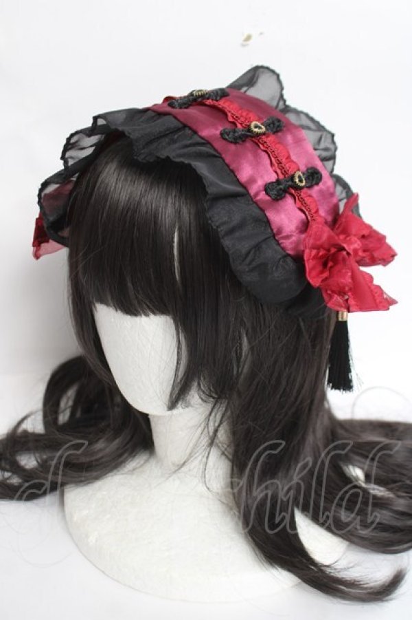 画像1: Coenobita / 華ロリヘッドドレス  赤×黒 Y-26-04-05-044-LO-AC-SZ-ZY (1)