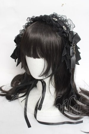 画像: Asheri / 羽付きリボンレースヘッドドレス  黒 Y-26-04-05-046-LO-AC-SZ-ZY