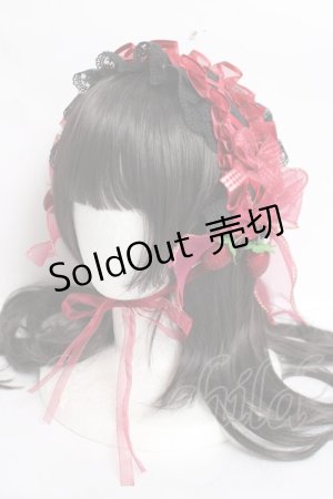 画像: 栗子原 手作屋 / ストロベリージャムヘッドドレス  黒×赤 Y-26-04-05-047-LO-AC-SZ-ZY