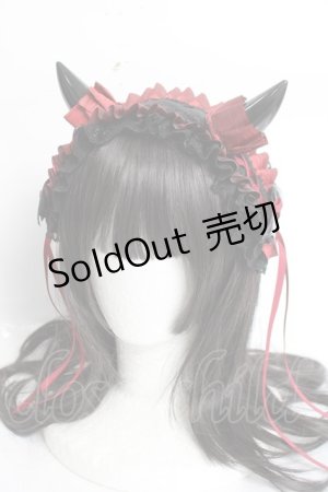 画像: 妹抖手作工作屋 / 悪魔ツノ付きヘッドドレス  黒×赤 Y-26-04-05-049-LO-AC-SZ-ZY