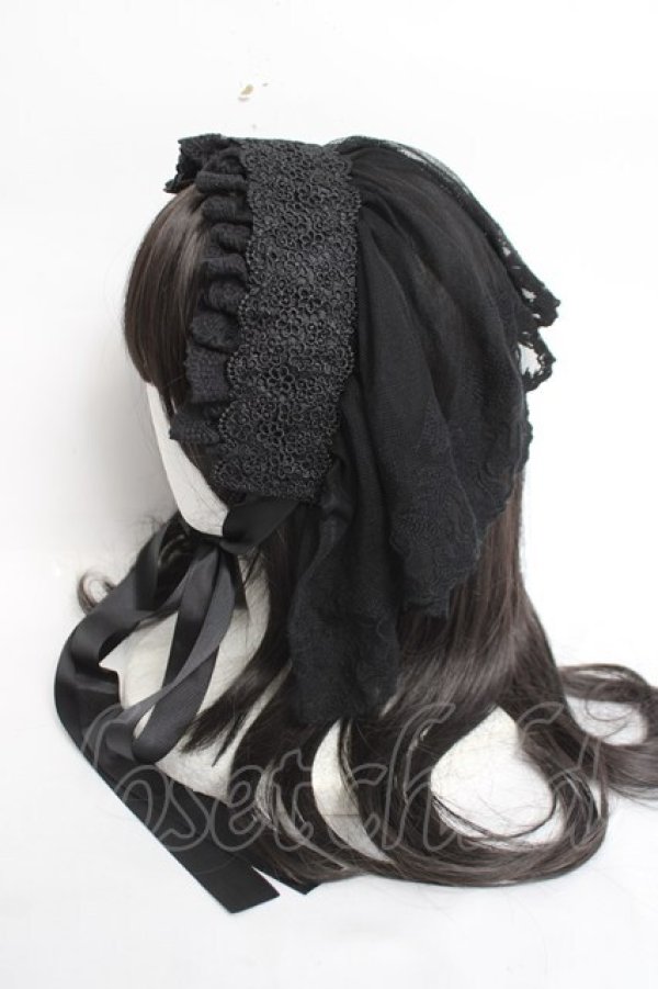 画像2: ATELIER　Ruby / フラワーレースヘッドドレス  黒 Y-26-04-05-050-EL-AC-SZ-ZY (2)