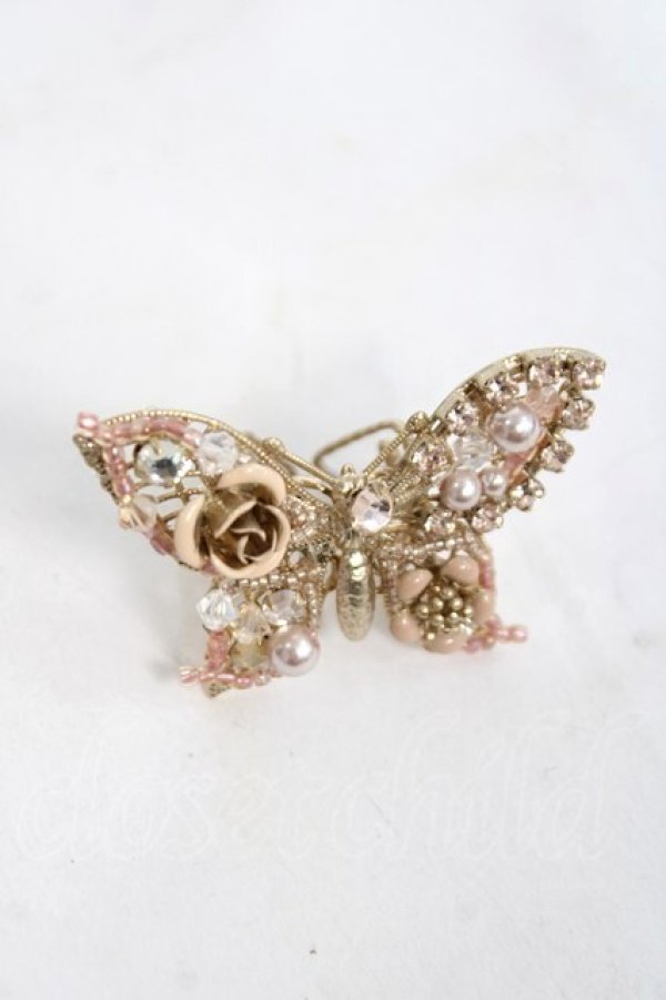 画像1: axes femme / 蝶×ローズリング  ピンク×ゴールド Y-26-04-05-006-AX-AC-SZ-ZY (1)