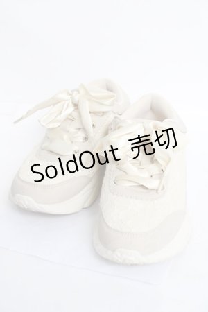 画像: m petit by misako / リボンレース スニーカー L 生成り Y-26-04-05-056-LO-SH-SZ-ZY