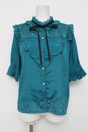 画像: axes femme / 刺繍入りブラウス  グリーン Y-26-04-05-063-AX-BL-SZ-ZY