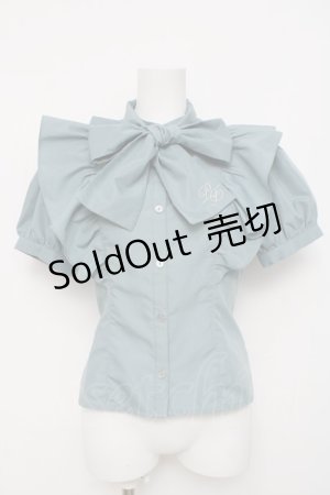 画像: axes femme POETIQUE / ロゴ刺繍ボウタイブラウス  ミント Y-26-04-05-064-AX-BL-SZ-ZY