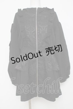 画像: axes femme POETIQUE / ジャカード切替ブルゾン  黒 Y-26-04-05-067-AX-JA-SZ-ZY