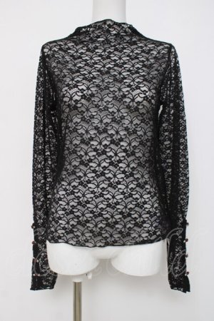 画像: axes femme / プチローズレーストップス  黒 Y-26-04-05-068-AX-TO-SZ-ZY