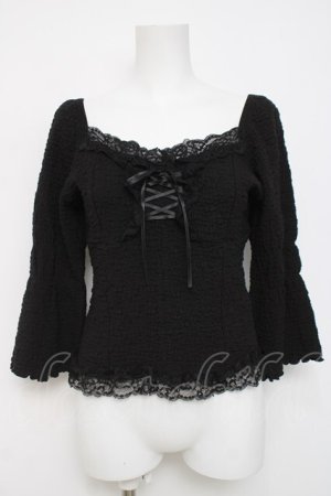 画像: axes femme / レースアッププルオーバー  黒 Y-26-04-05-069-AX-TO-SZ-ZY