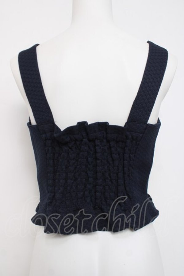 画像2: Fi.n.t / ストロベリーバスケット刺繍ビスチェ  紺 Y-26-04-05-070-CA-TO-AS-ZY (2)