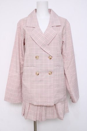 画像: DearMyLove / チェックセットアップ  ピンク Y-26-04-05-074-EL-TO-SZ-ZY