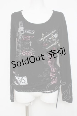 画像: MAD / スカルクロスプリントカットソー M 黒 Y-26-04-05-075-PU-TO-SZ-ZY