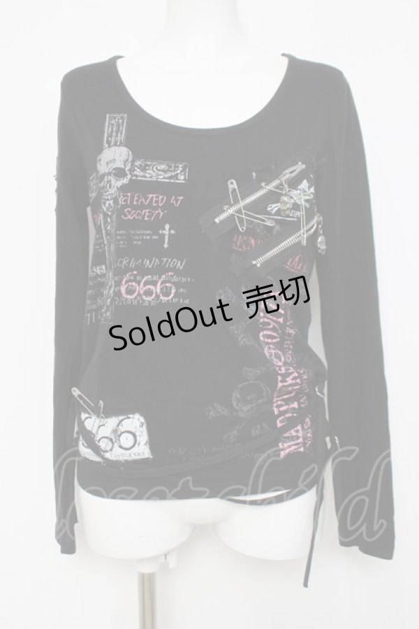 画像1: MAD / スカルクロスプリントカットソー M 黒 Y-26-04-05-075-PU-TO-SZ-ZY (1)