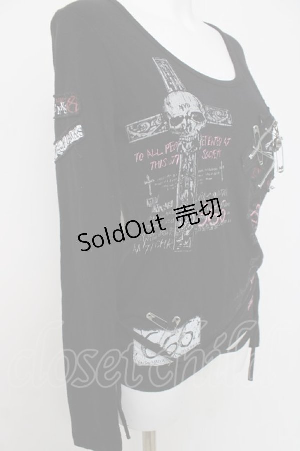 画像4: MAD / スカルクロスプリントカットソー M 黒 Y-26-04-05-075-PU-TO-SZ-ZY (4)