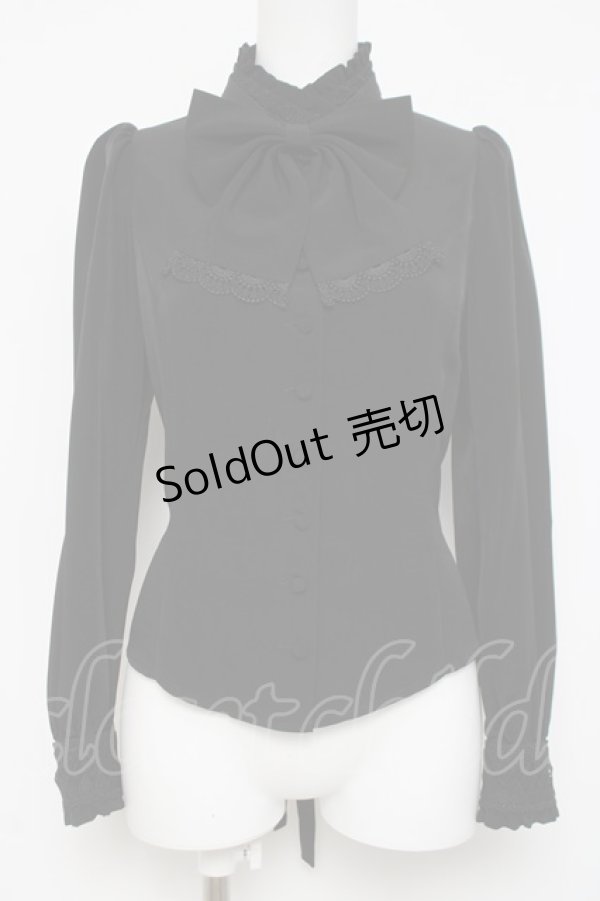 画像1: Sheglit / スタンドカラーリボンジャボブラウス L 黒 Y-26-04-05-076-EL-BL-AS-ZY (1)