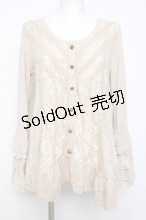 画像: axes femme / 姫袖風レース切り替えチュニック  生成り Y-26-04-05-079-AX-TO-SZ-ZY