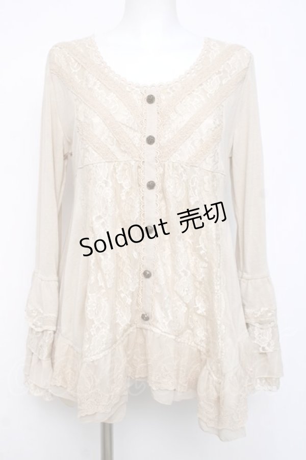 画像1: axes femme / 姫袖風レース切り替えチュニック  生成り Y-26-04-05-079-AX-TO-SZ-ZY (1)