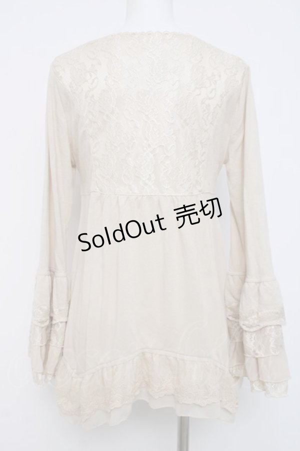 画像2: axes femme / 姫袖風レース切り替えチュニック  生成り Y-26-04-05-079-AX-TO-SZ-ZY (2)