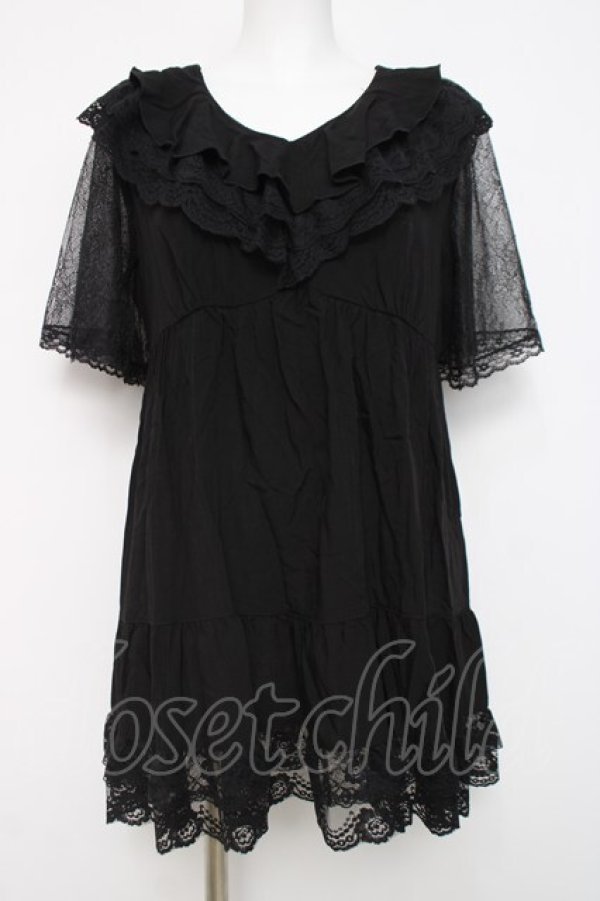 画像1: axes femme / ボリュームフリルチュニック  黒 Y-26-04-05-080-AX-TO-SZ-ZY (1)