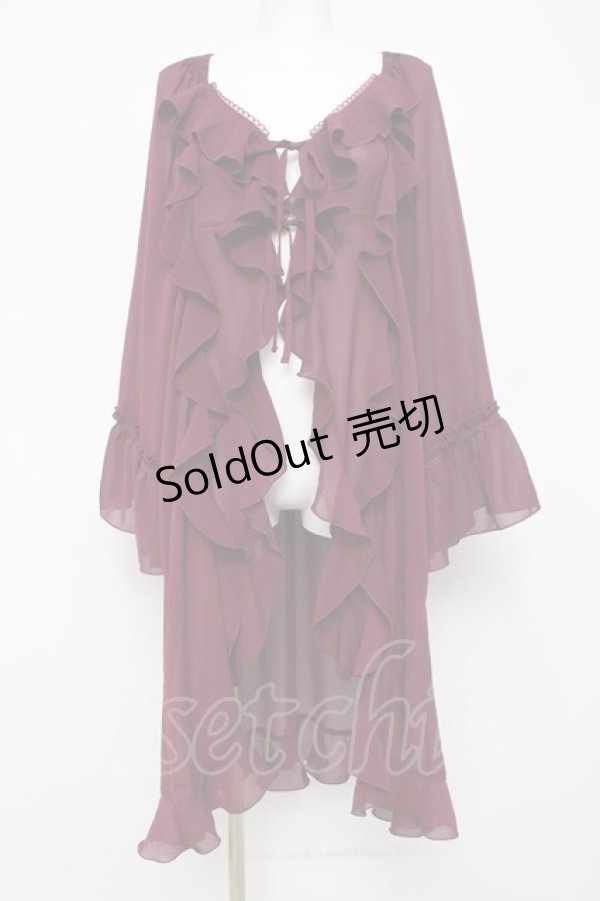 画像1: axes femme / オフショル風フリルガウン  ワイン Y-26-04-05-081-AX-TO-SZ-ZY (1)