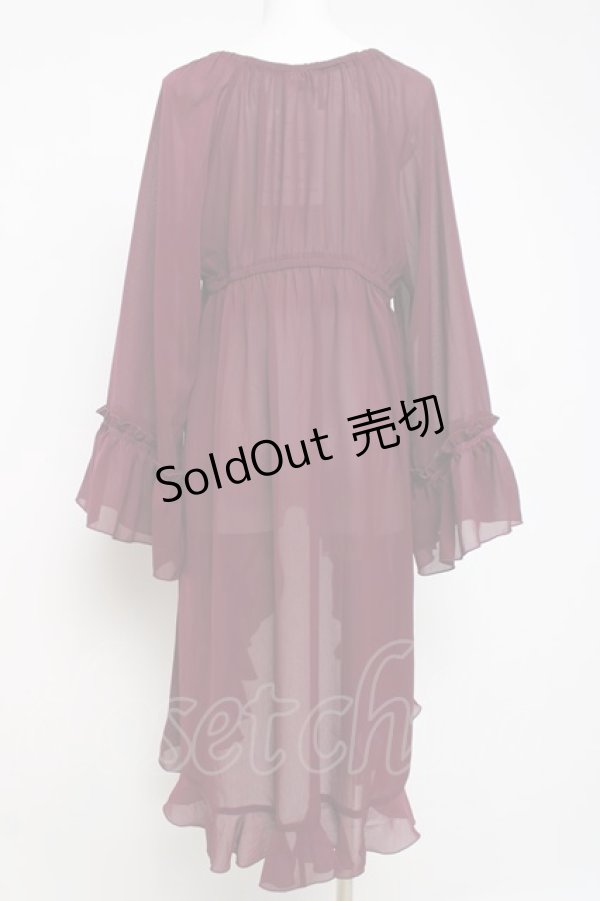 画像2: axes femme / オフショル風フリルガウン  ワイン Y-26-04-05-081-AX-TO-SZ-ZY (2)