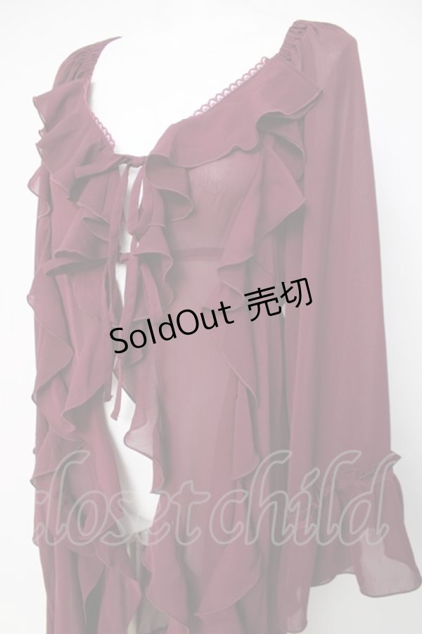 画像3: axes femme / オフショル風フリルガウン  ワイン Y-26-04-05-081-AX-TO-SZ-ZY (3)