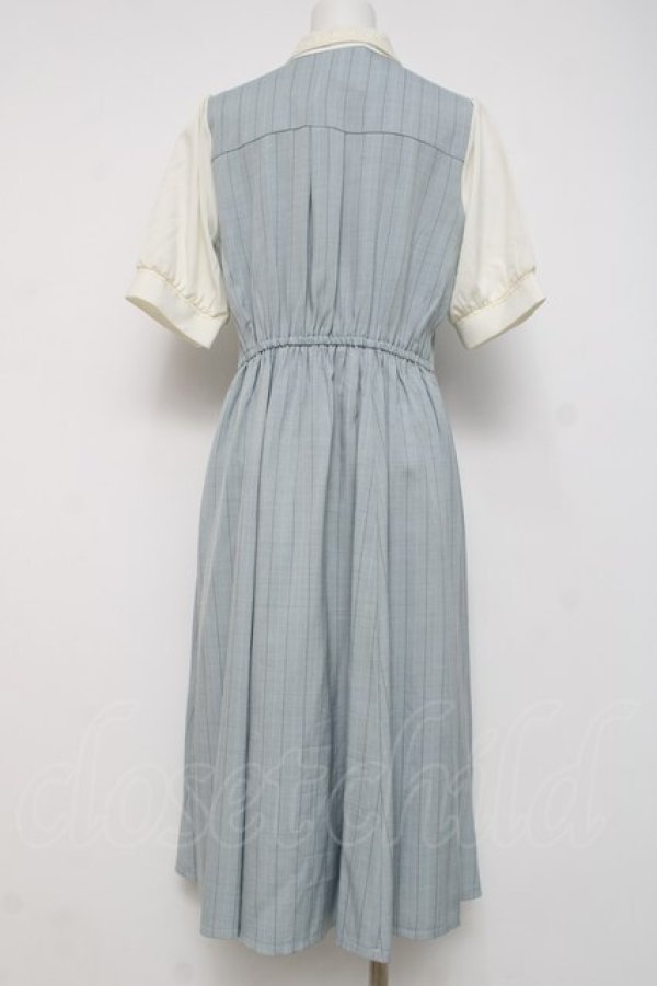 画像3: axes femme / タイ付重ね着風ストライプワンピース  サックス Y-26-04-05-082-AX-OP-SZ-ZY (3)