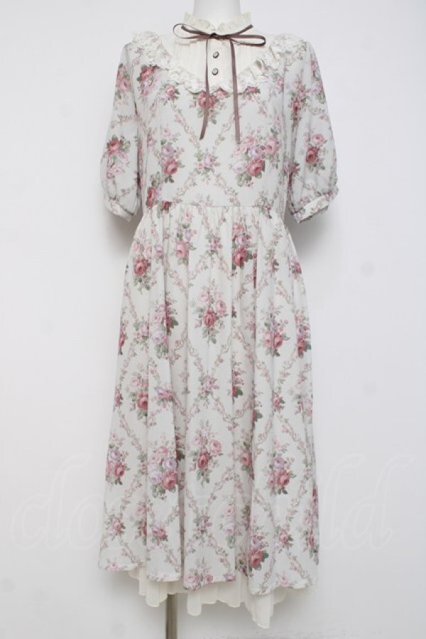 画像1: axes femme / アイビーローズ柄ワンピース  アイボリー Y-26-04-05-083-AX-OP-SZ-ZY (1)