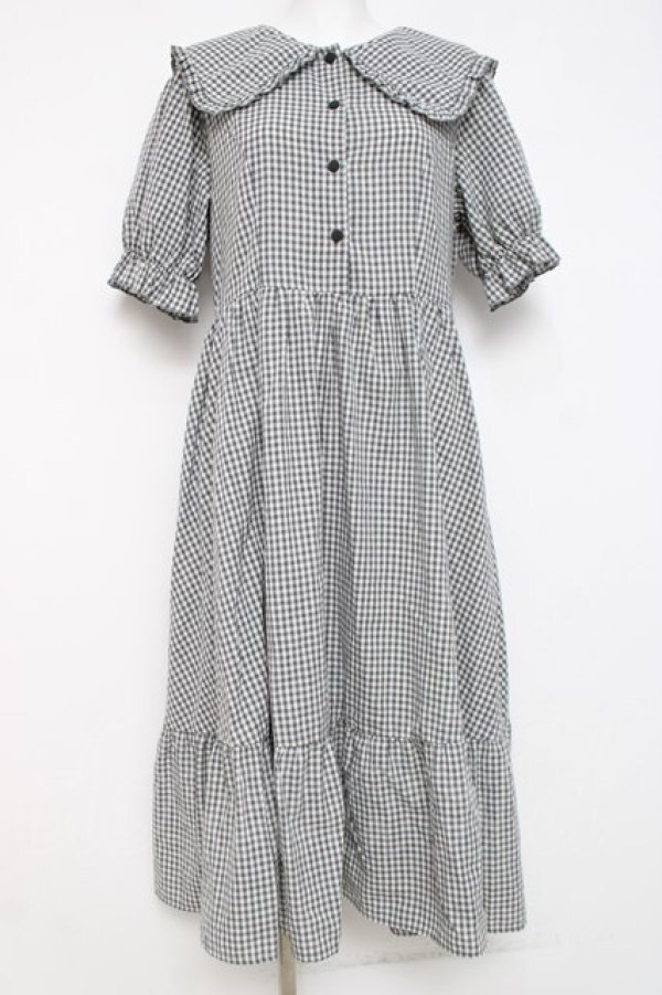 画像1: m petit by misako / ギンガムチェックワンピース LL 中灰 Y-26-04-05-086-LO-OP-SZ-ZY (1)