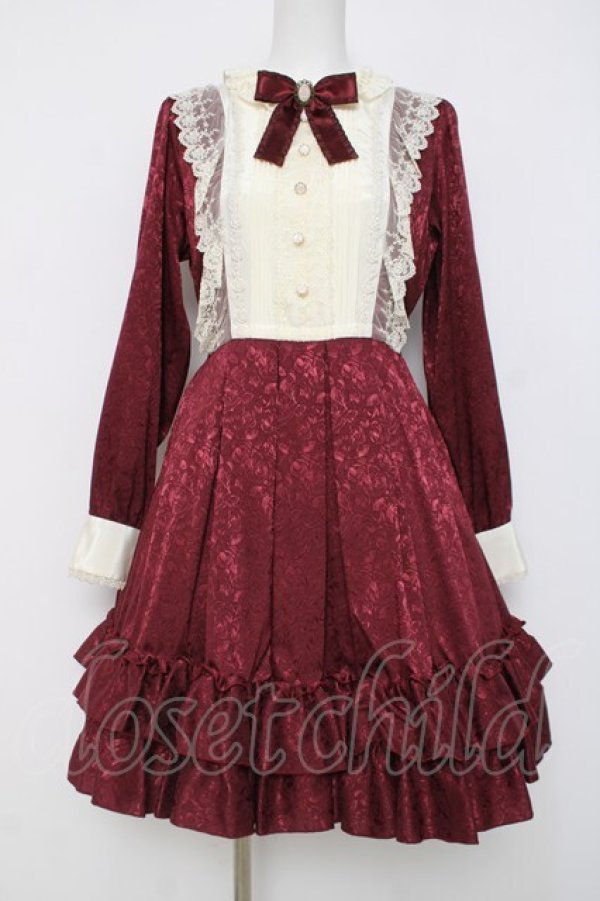 画像1: Pina sweetcollection / ローズジャガードワンピース  ワイン Y-26-04-05-096-LO-OP-AS-ZY (1)