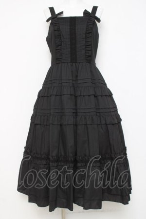 画像: heavenlygarden / ティアードロングジャンパースカート  黒 Y-26-04-05-100-LO-OP-AS-ZY