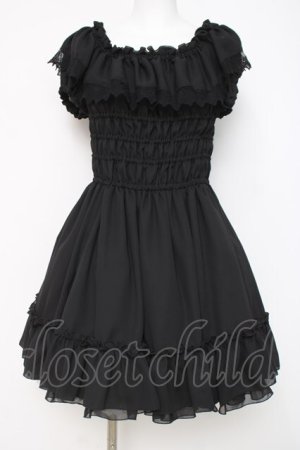 画像: ATELIER PIERROT / シフォンシャーリングワンピース  黒 Y-26-04-05-103-EL-OP-AS-ZY