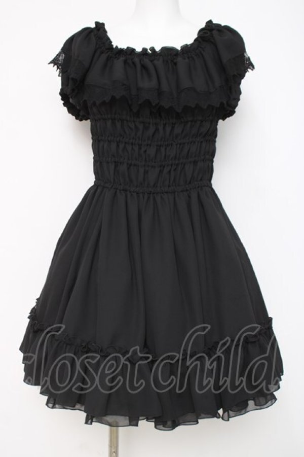 画像1: ATELIER PIERROT / シフォンシャーリングワンピース  黒 Y-26-04-05-103-EL-OP-AS-ZY (1)