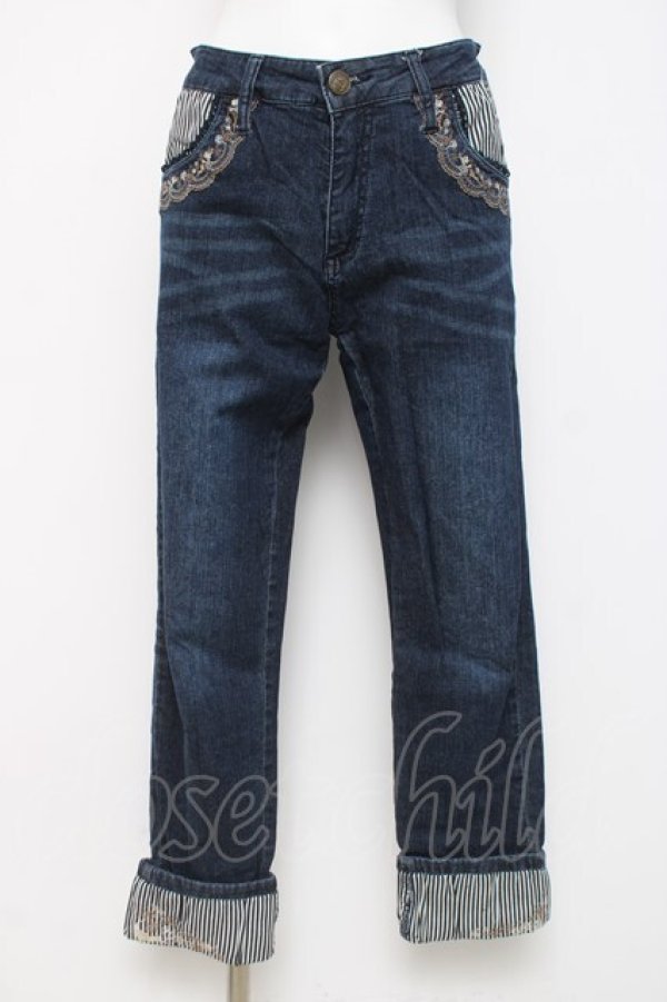 画像1: axes femme / 裾ストライプデニムパンツ  デニム Y-26-04-05-112-AX-PA-SZ-ZY (1)