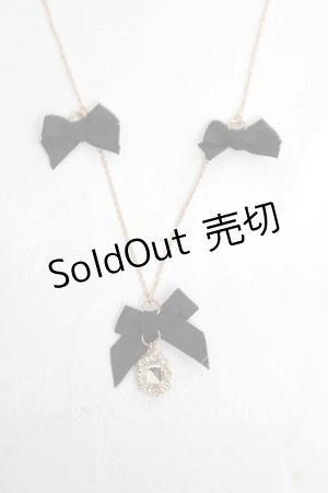 画像: m petit by misako / AMリボンビジューネックレス  中黒 Y-26-04-05-012-LO-AC-SZ-ZY