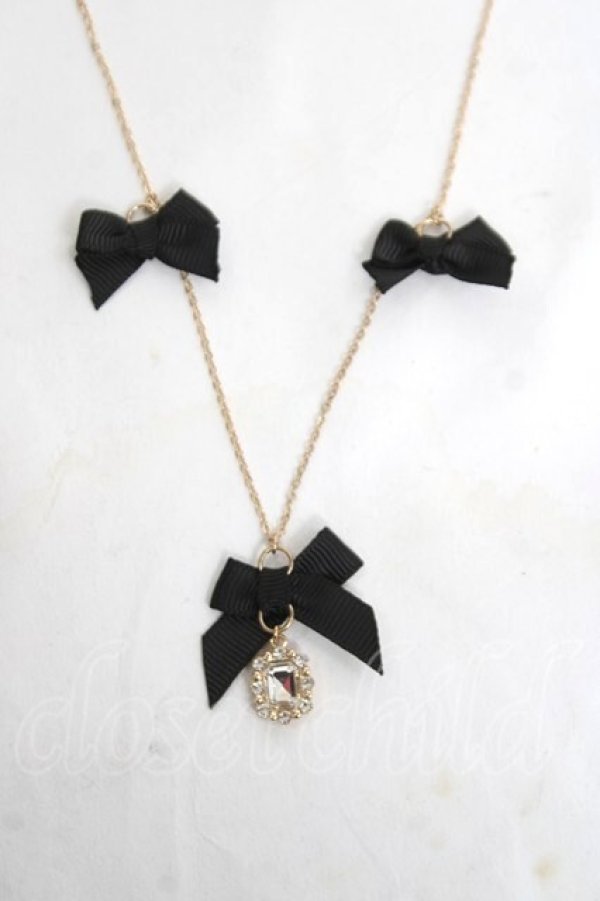 画像1: m petit by misako / AMリボンビジューネックレス  中黒 Y-26-04-05-012-LO-AC-SZ-ZY (1)