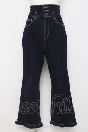 画像: axes femme / フリルデニムパンツ  黒 Y-26-04-05-113-AX-PA-SZ-ZY