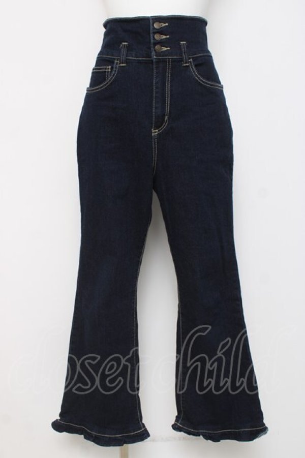 画像1: axes femme / フリルデニムパンツ  黒 Y-26-04-05-113-AX-PA-SZ-ZY (1)