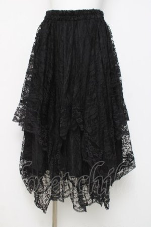 画像: axes femme / ペチ付イレヘムレーススカート  黒 Y-26-04-05-115-AX-SK-SZ-ZY