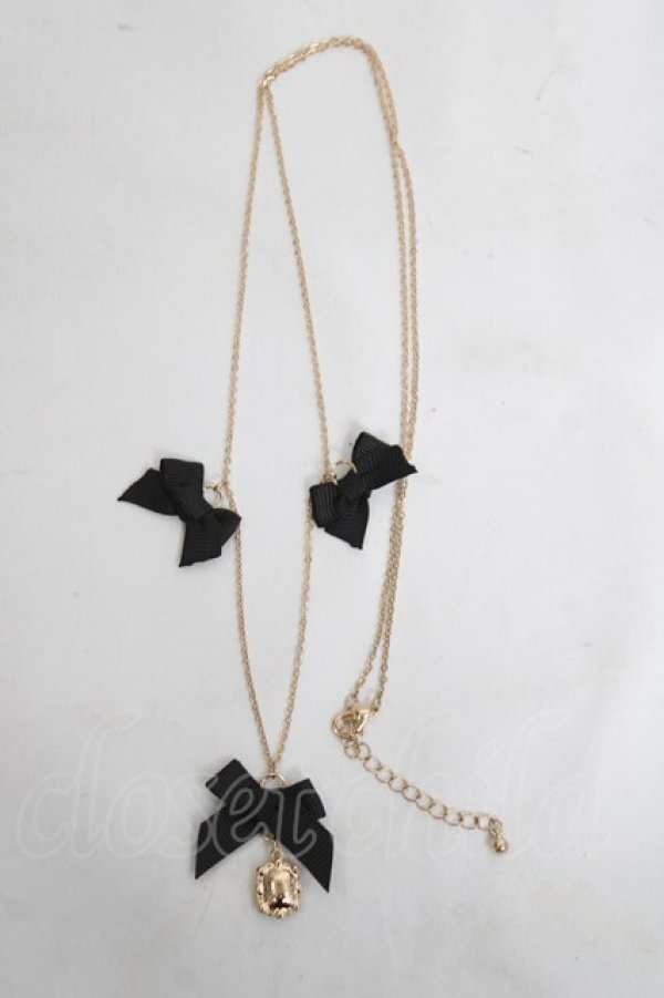 画像2: m petit by misako / AMリボンビジューネックレス  中黒 Y-26-04-05-012-LO-AC-SZ-ZY (2)