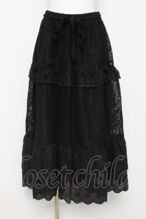 画像: axes femme / ティアードコットンレーススカート  黒 Y-26-04-05-116-AX-CO-SZ-ZY