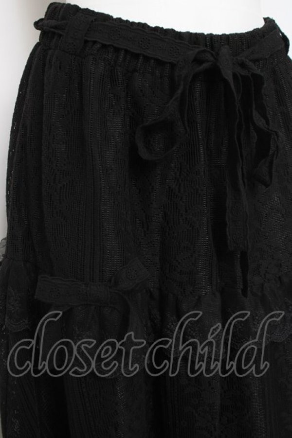 画像2: axes femme / ティアードコットンレーススカート  黒 Y-26-04-05-116-AX-CO-SZ-ZY (2)