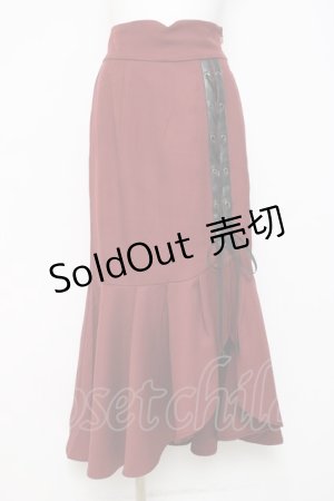画像: NIBBLE POISON / レースアップマーメイドスカート  ワイン Y-26-04-05-118-PU-SK-SZ-ZY