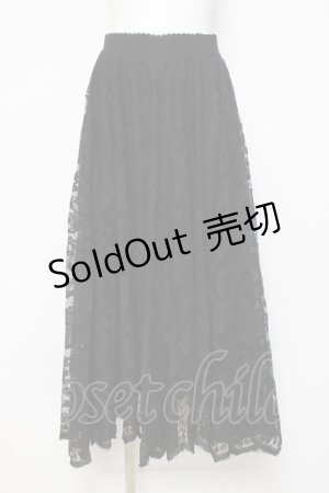 画像: axes femme / レースサーキュラースカート  黒 Y-26-04-05-119-AX-SK-SZ-ZY