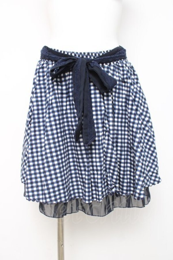 画像1: axes femme / ギンガムチェック柄スカート  紺 Y-26-04-05-121-AX-SK-SZ-ZY (1)