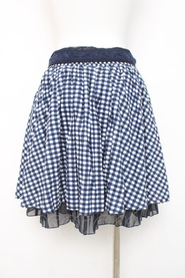 画像2: axes femme / ギンガムチェック柄スカート  紺 Y-26-04-05-121-AX-SK-SZ-ZY (2)