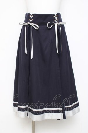 画像: axes femme POETIQUE / プリーツ切替バイカラースカート M 紺 Y-26-04-05-122-AX-SK-SZ-ZY