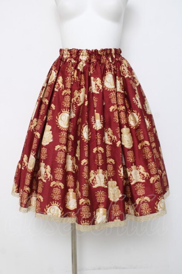 画像1: metamorphose / グラン・エンブレムシャーリングスカート  ワイン Y-26-04-05-125-ME-SK-AS-ZY (1)