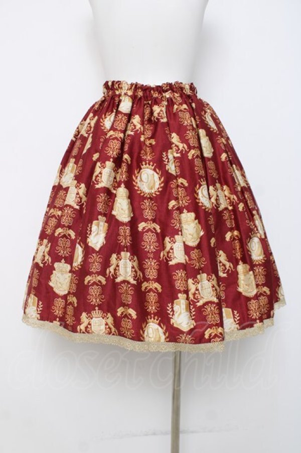 画像2: metamorphose / グラン・エンブレムシャーリングスカート  ワイン Y-26-04-05-125-ME-SK-AS-ZY (2)